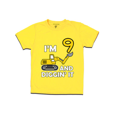 I'm 9 and Digging It Birthday t shirts for boys and girls