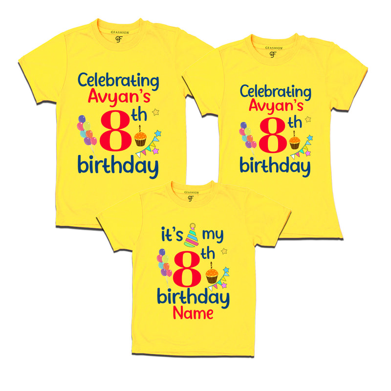 8th birthday name customized t shirts with family