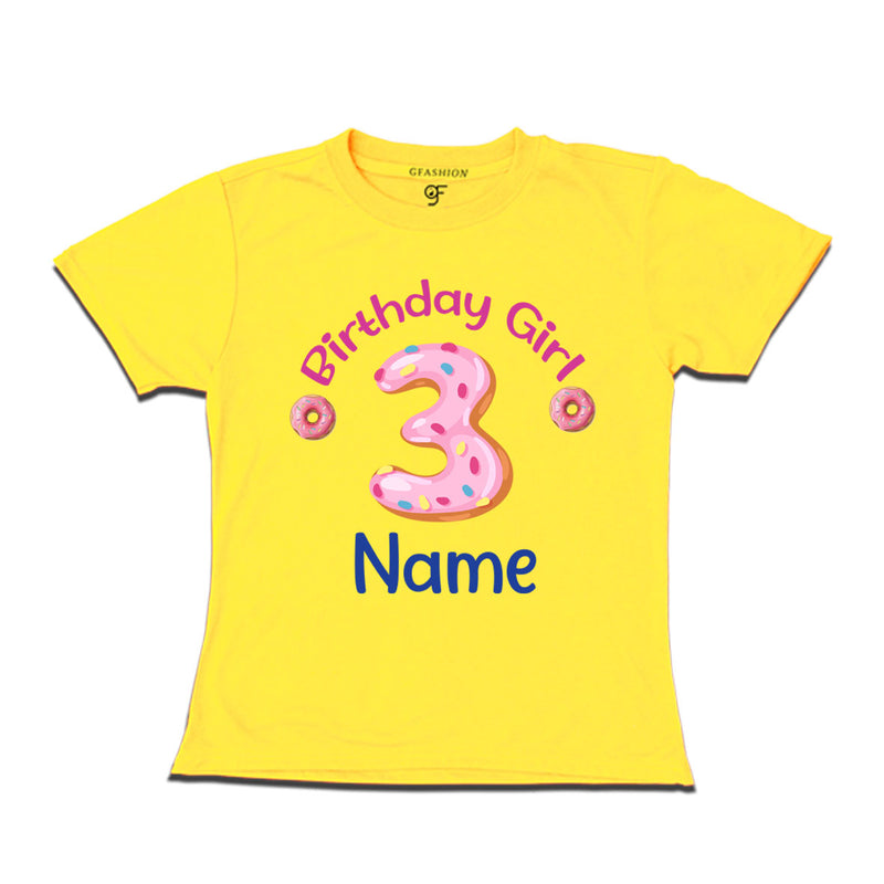 Donut Birthday girl t shirts with name customized for 3rd birthday