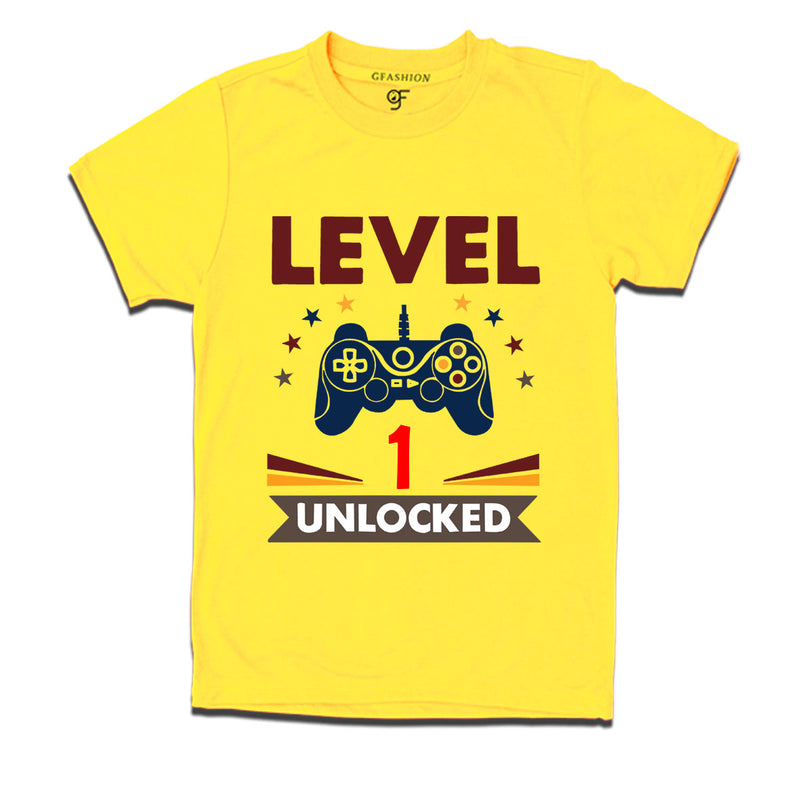 Level 1 Unlocked gamer t-shirts for 1 year old birthday