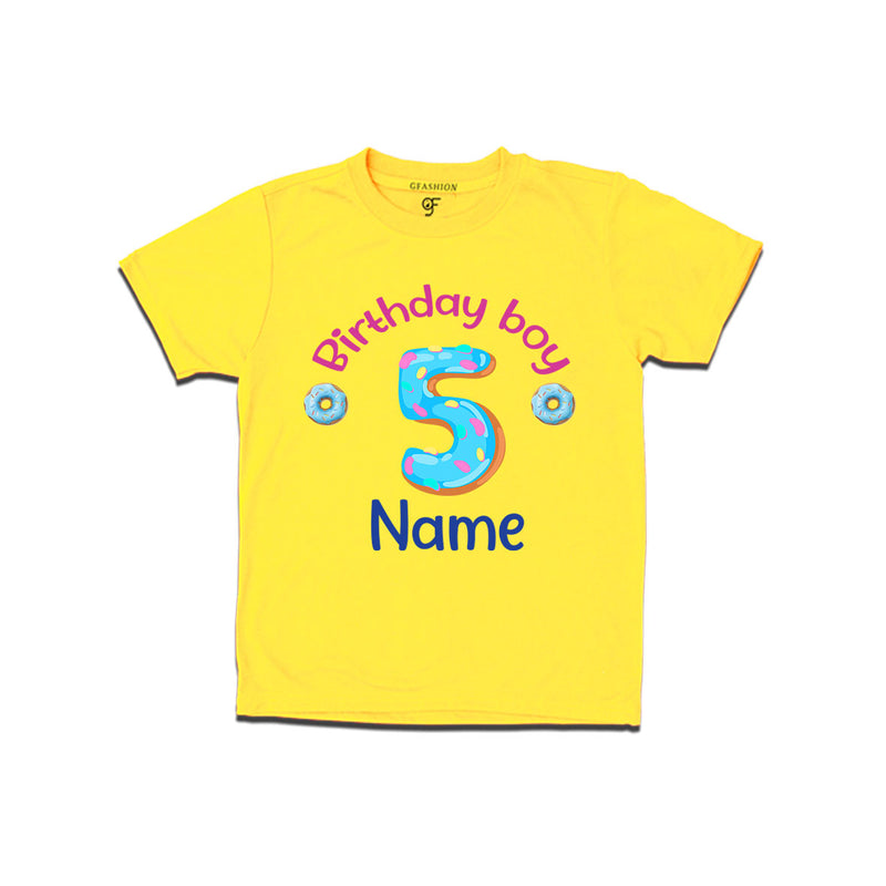 Donut Birthday boy t shirts with name customized for 5th birthday