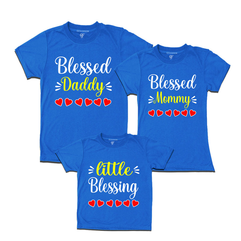 BLESSED DADDY BLESSED MOMMY AND LITTLE BLESSING FAMILY T SHIRTS