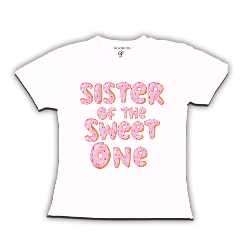 Sister of the sweet one Pink donut girls t shirts