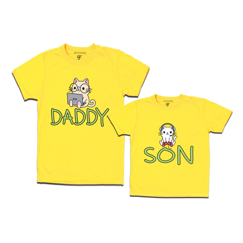 DADDY SON CUTE CATS MATCHING FAMILY T SHIRTS