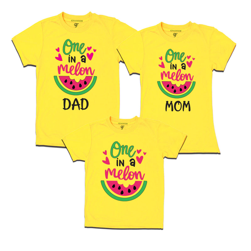 ONE IN A MELON DAD MOM AND KID BIRTHDAY T-SHIRTS FOR FAMILY