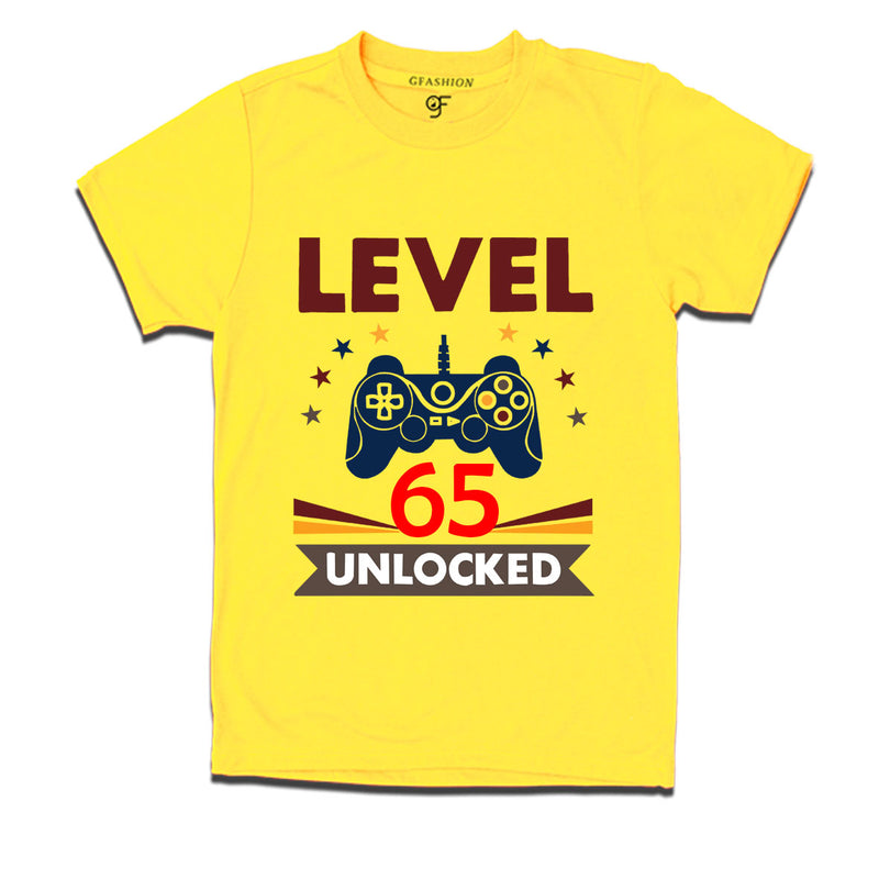 Level 65 Unlocked gamer t-shirts for 65 year old birthday