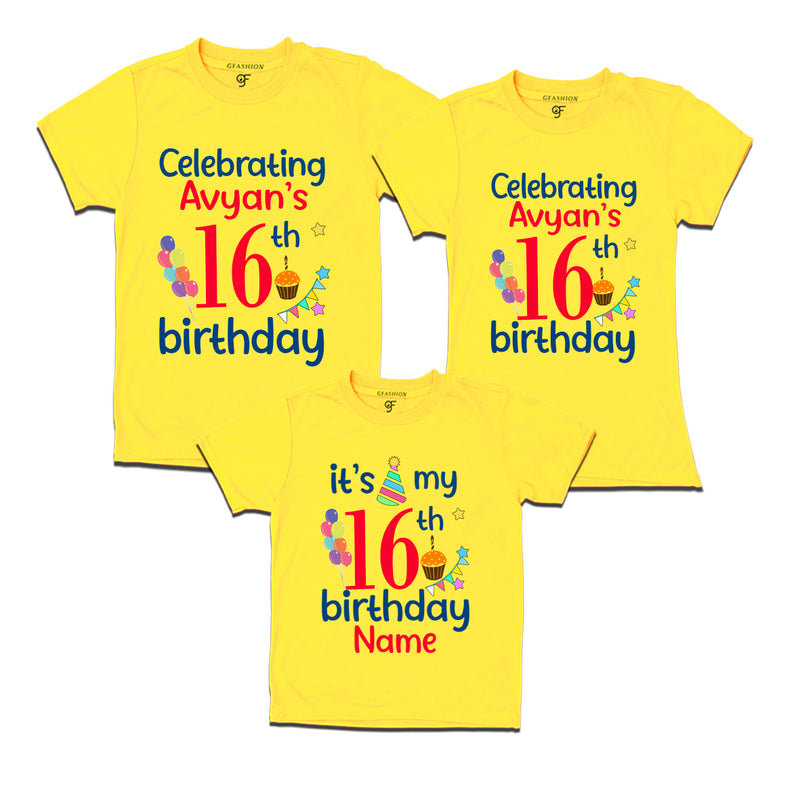 16th birthday name customized t shirts with family