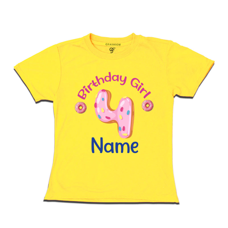 Donut Birthday girl t shirts with name customized for 4th birthday