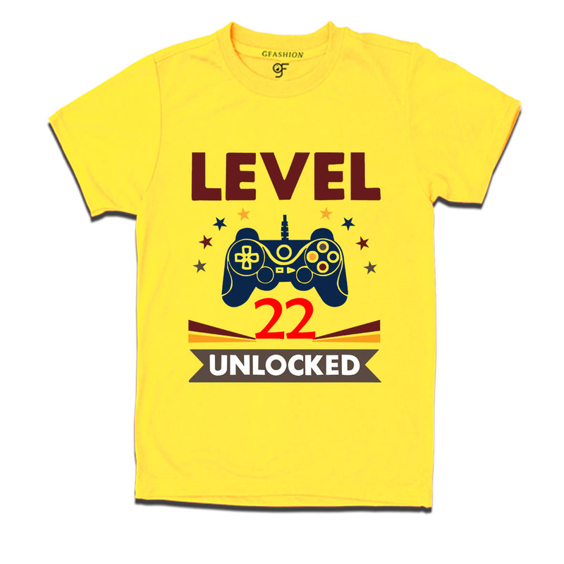 Level 22 Unlocked gamer t-shirts for 22 year old birthday