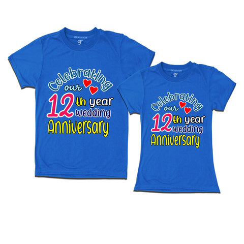 celebrating our 12th year wedding anniversary couple t-shirts