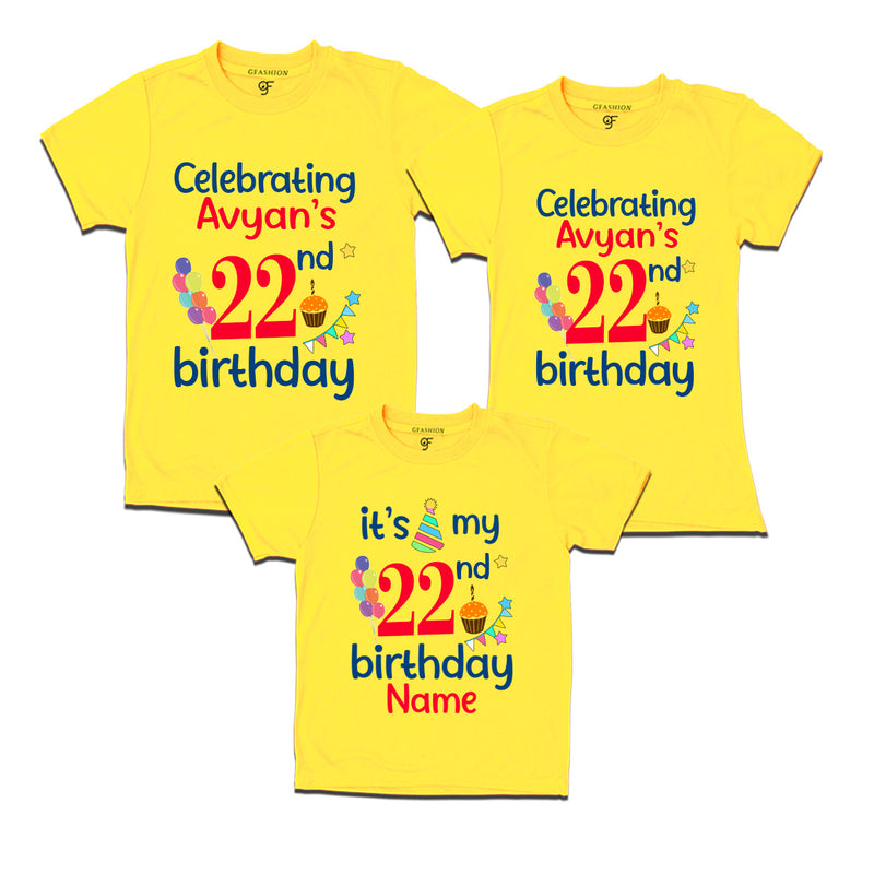 22nd birthday name customized t shirts with family