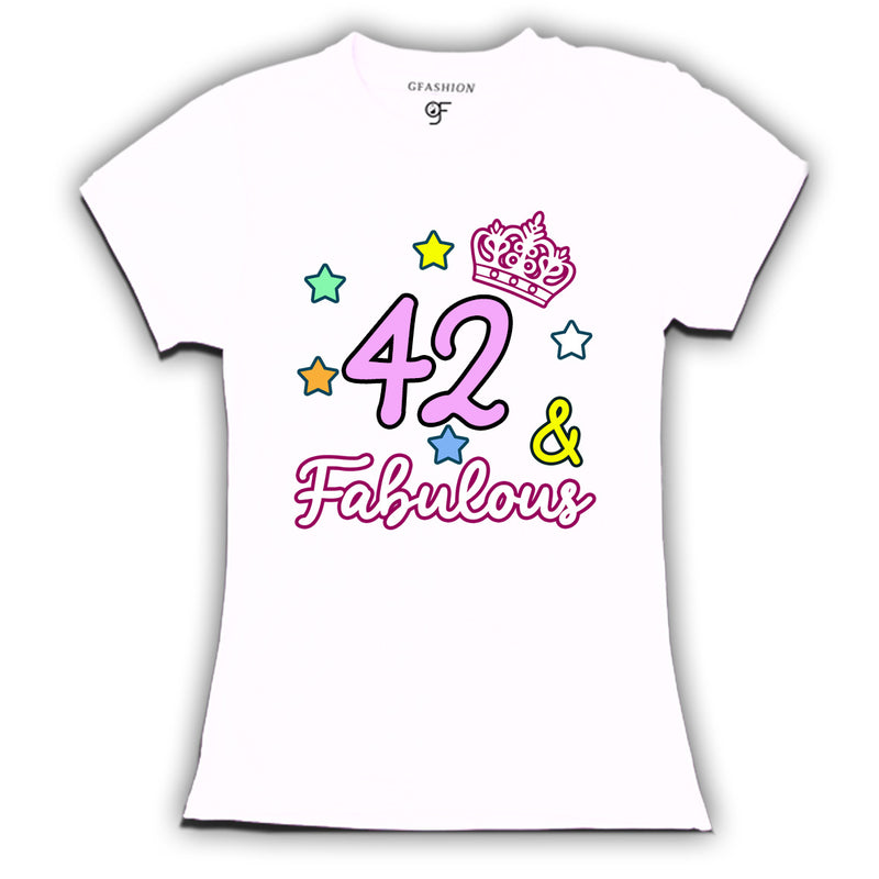 42 & Fabulous birthday women t shirts for 42nd birthday