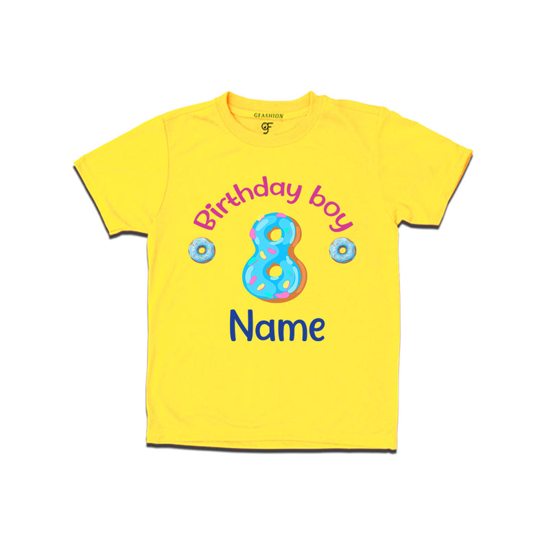 Donut Birthday boy t shirts with name customized for 8th birthday