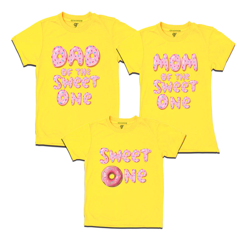 Birthday Family T shirts for sweet one's dad and mom with Pink donut theme