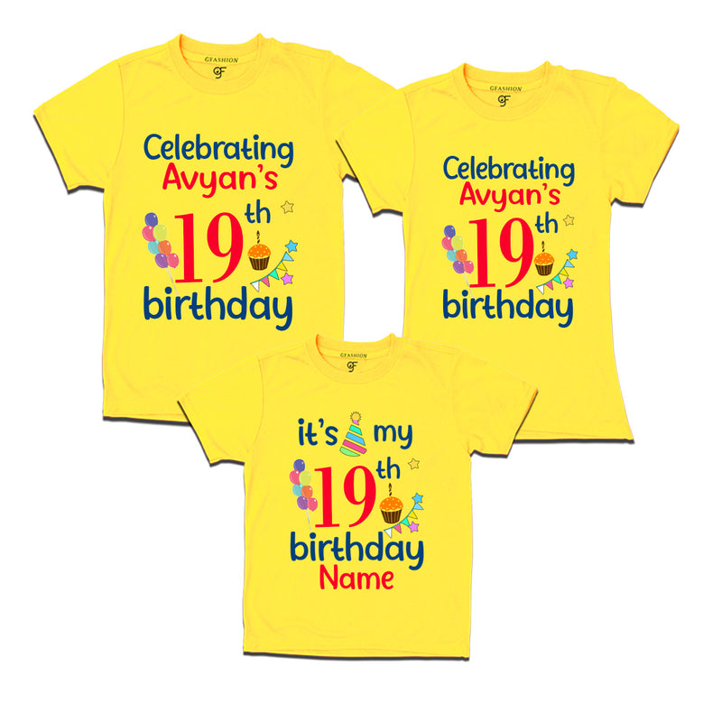 19th birthday name customized t shirts with family