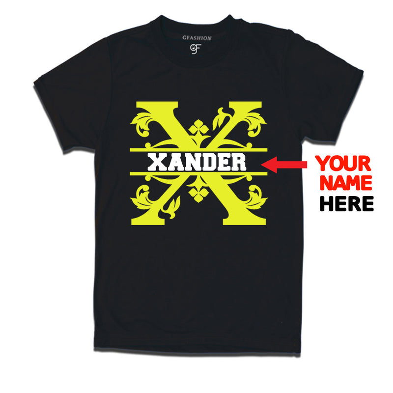 Initial X with name t shirts for kids and adults