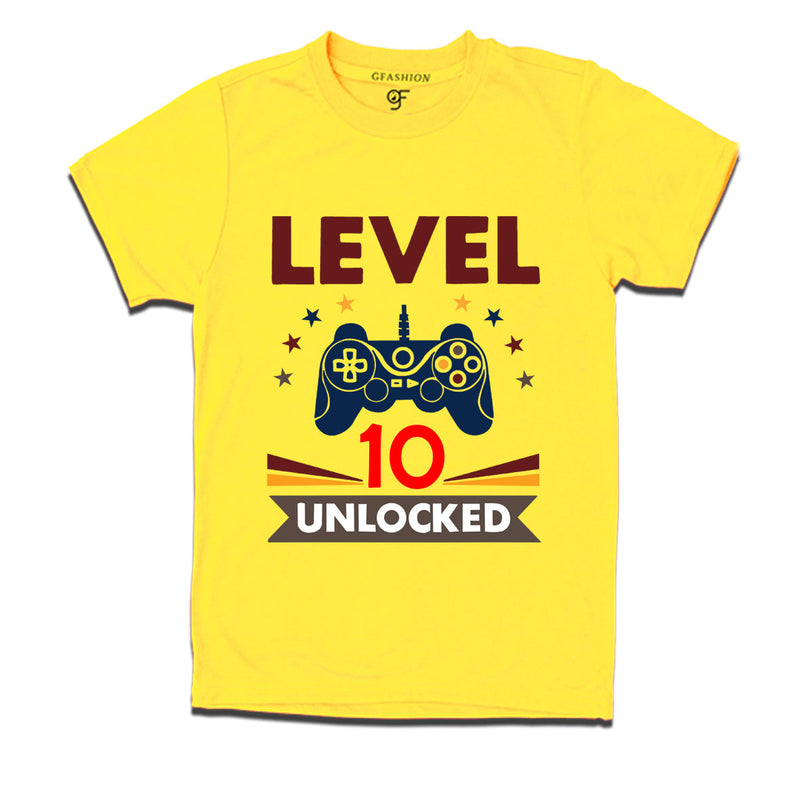 Level 10 Unlocked gamer t-shirts for 10 year old birthday