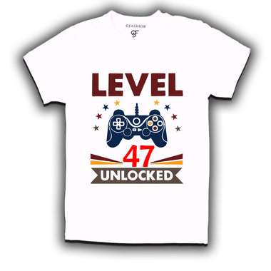 Level 47 Unlocked gamer t-shirts for 47 year old birthday