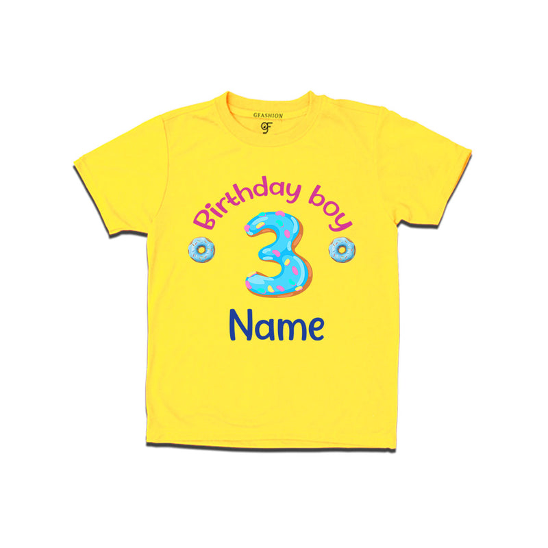 Donut Birthday boy t shirts with name customized for 3rd birthday