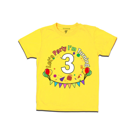 Let's party i'm turning 3 festive birthday t shirts