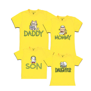 DADDY MOMMY SON DAUGHTER CUTE CATS FAMILY T SHIRTS