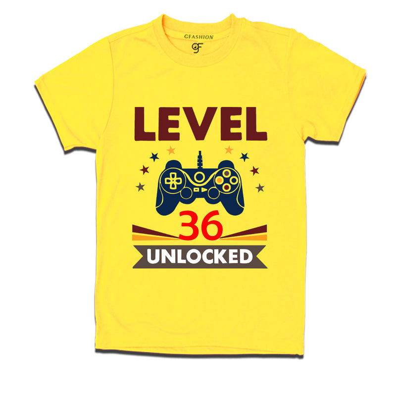 Level 36 Unlocked gamer t-shirts for 36 year old birthday
