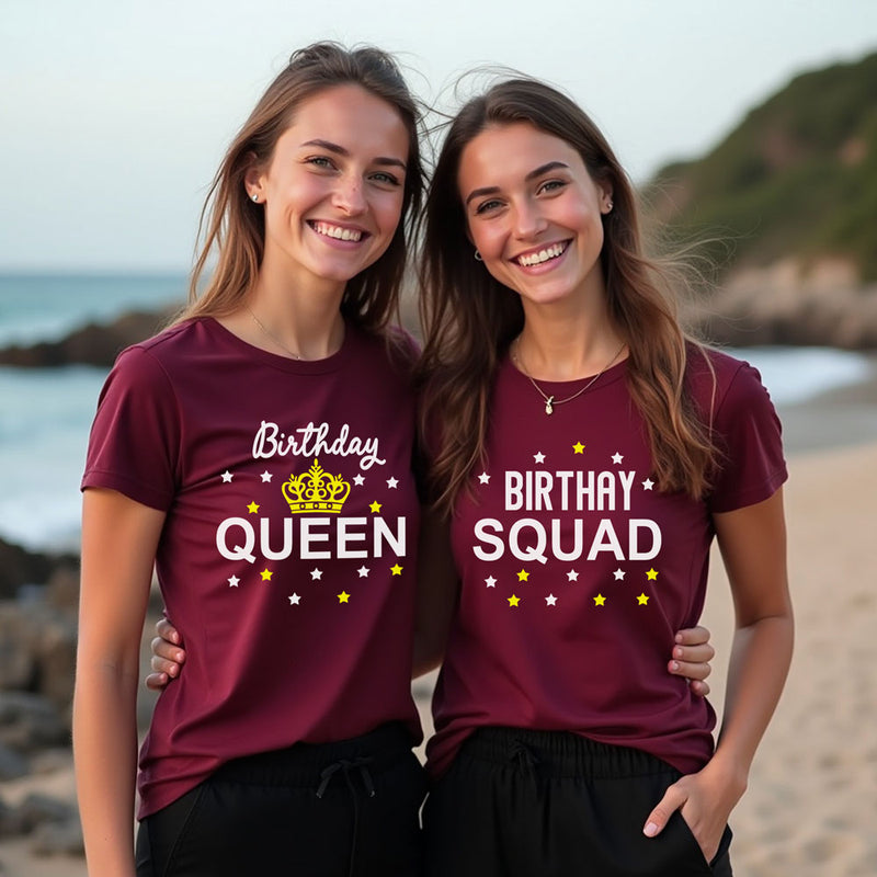 Birthday Queen and Birthday Squad T-shirts for Family and Friends