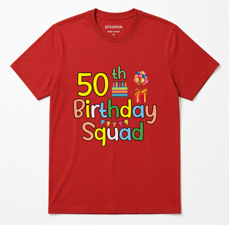 Custom Age Birthday Squad T-Shirt for Family & Friends