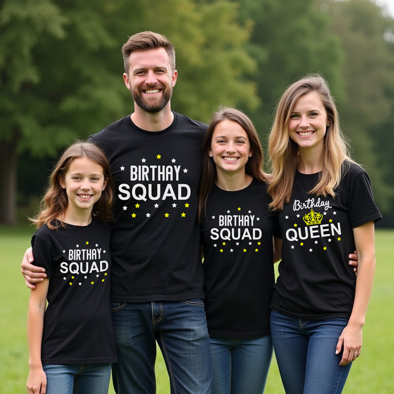 Birthday Queen and Birthday Squad T-shirts for Family and Friends