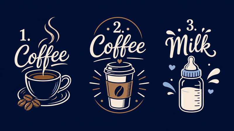 Coffee Coffee Milk matching T-shirt design for dad, mom and baby family outfits.