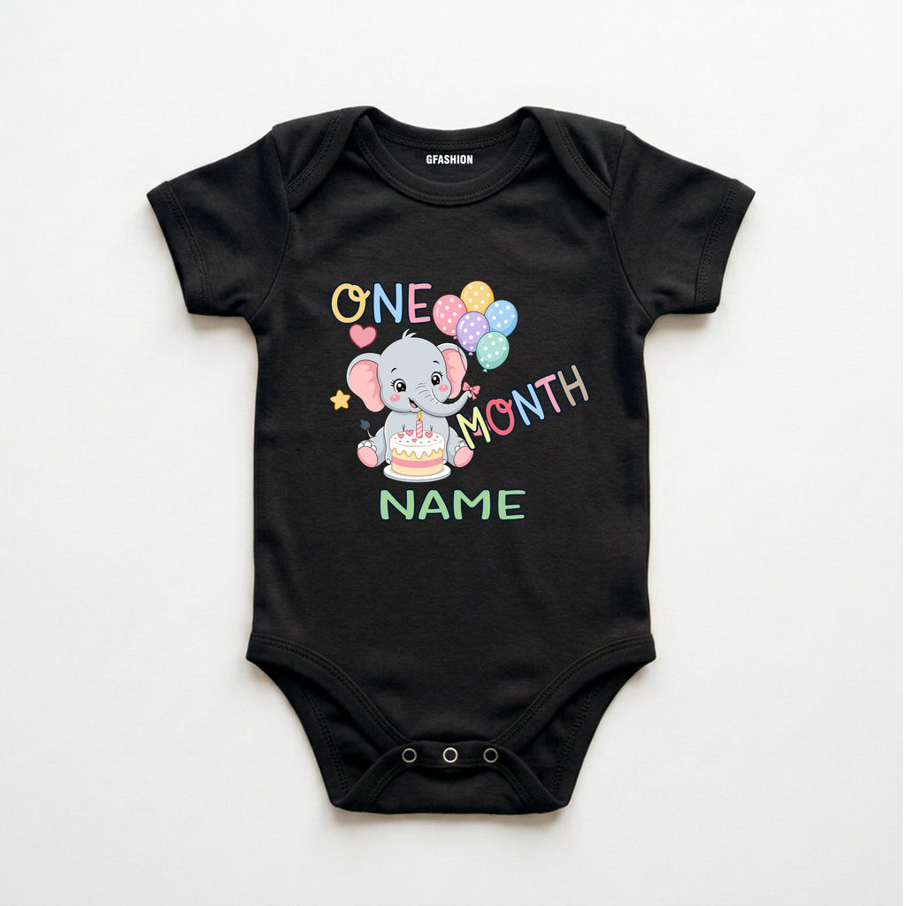 Personalized Month Baby Elephant Bodysuit