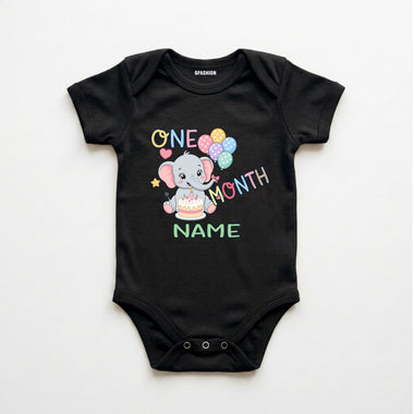 Personalized Month Baby Elephant Bodysuit
