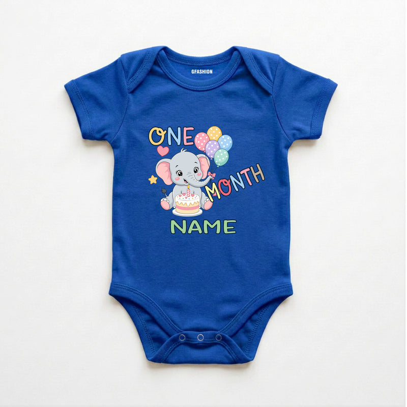 Personalized Month Baby Elephant Bodysuit