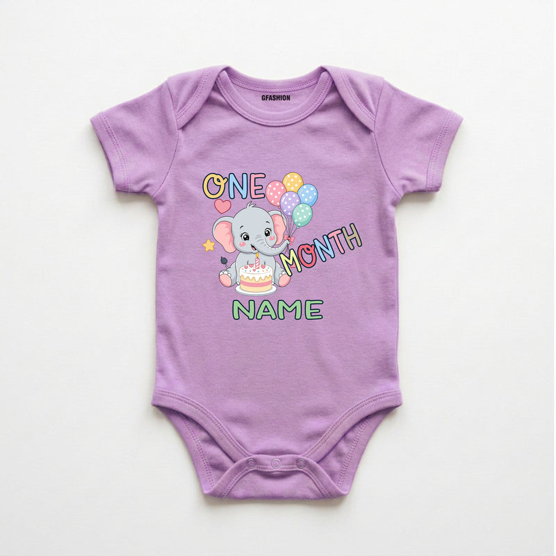Personalized Month Baby Elephant Bodysuit