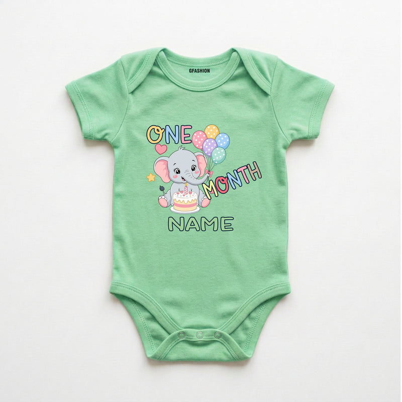 Personalized Month Baby Elephant Bodysuit