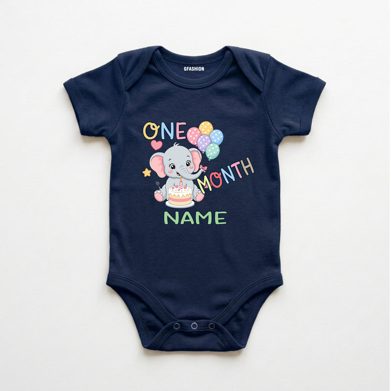 Personalized Month Baby Elephant Bodysuit