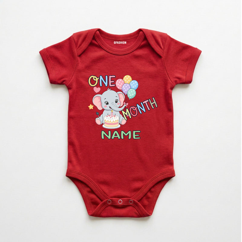Personalized Month Baby Elephant Bodysuit