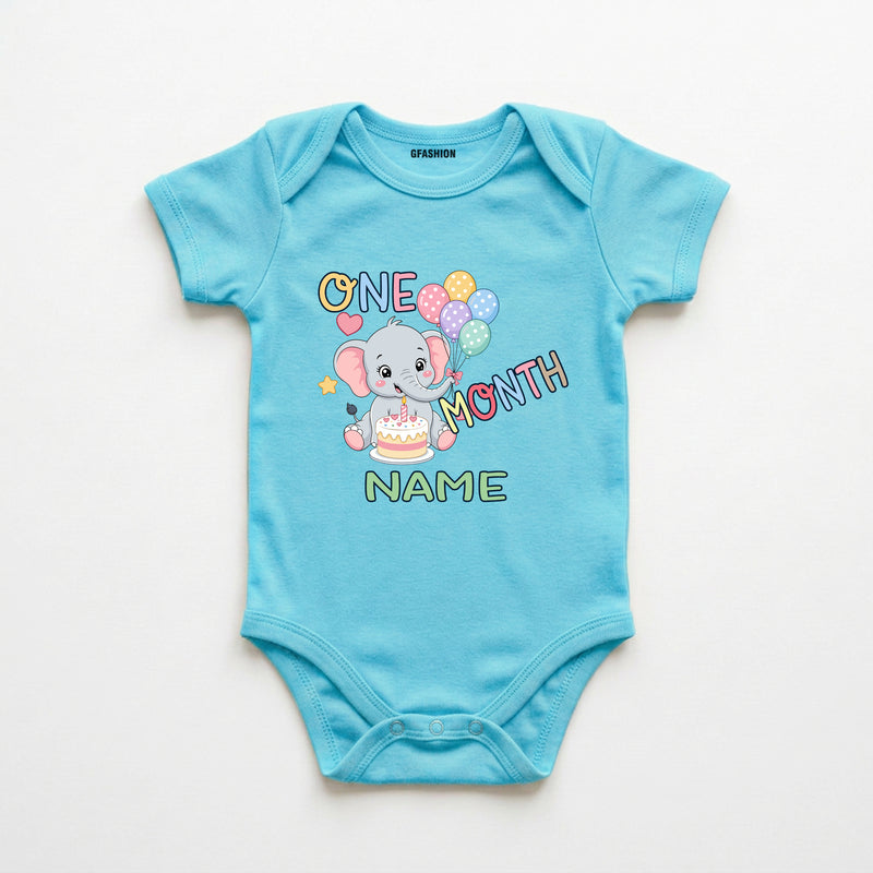 Personalized Month Baby Elephant Bodysuit