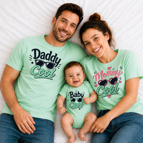 Daddy Cool Mommy Cool Baby Cool Matching Family T-Shirts
