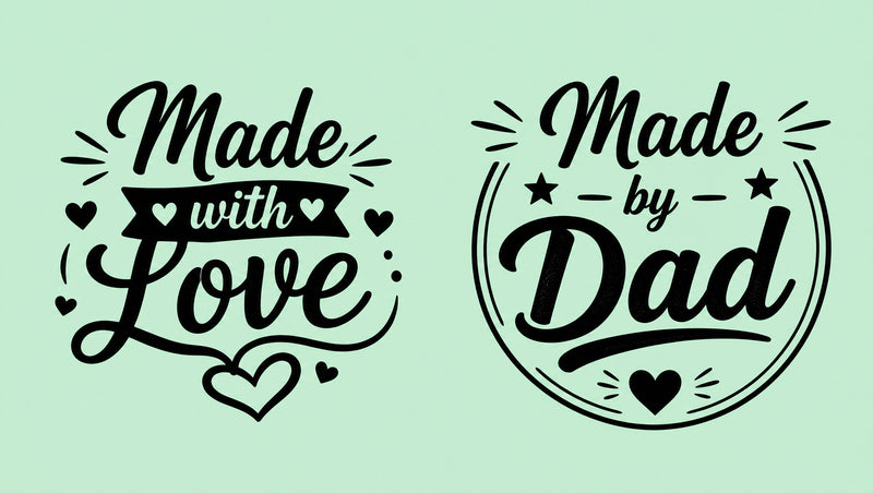 Made with Love and Made by Dad matching father and baby T-shirt design.
