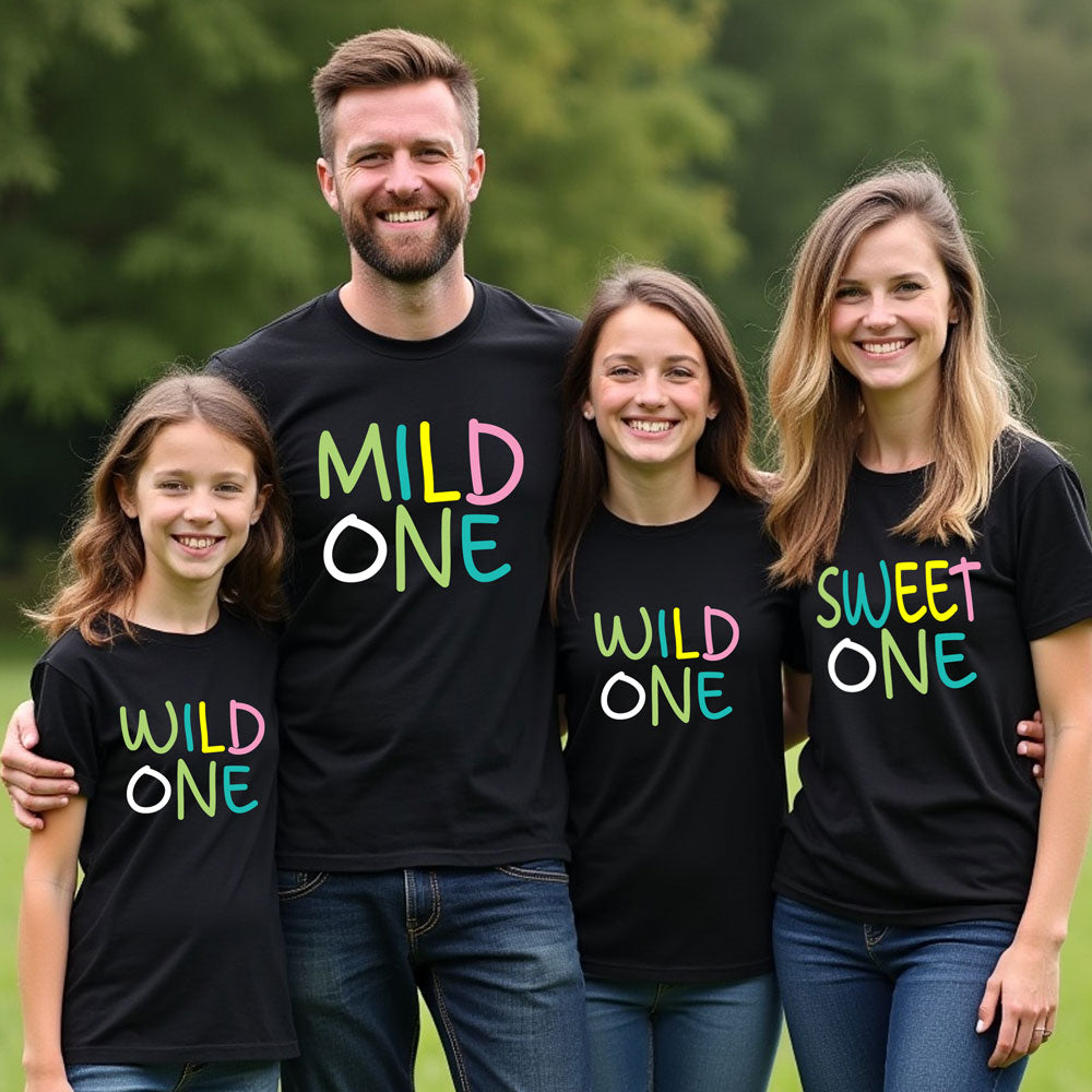 Mild one sweet one wild one family tshirts set