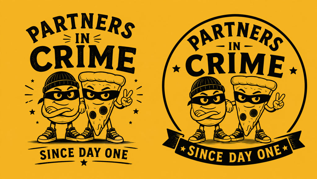 Partners in Crime Since Day One matching sibling T-shirt design.