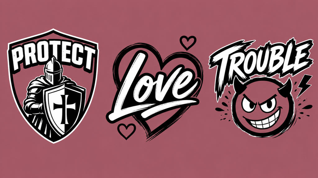 Protect Love Trouble matching T-shirt design for dad, mom and baby family outfits.