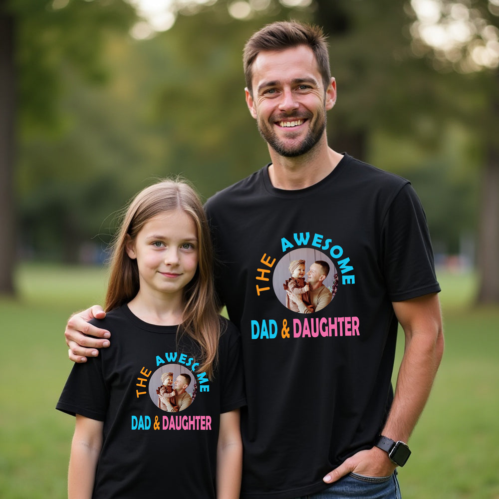 Awesome Dad and Daughter photo customize tshirts