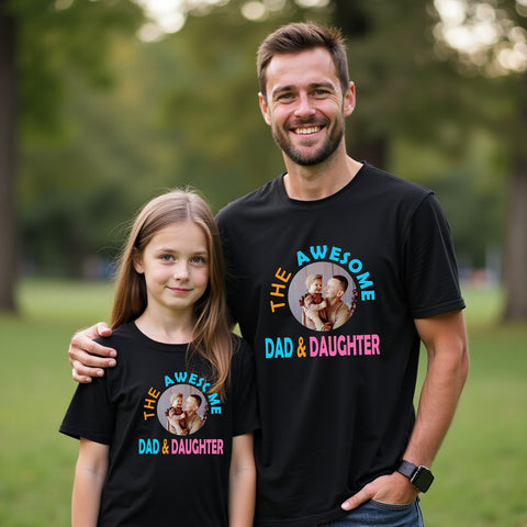Awesome Dad and Daughter photo customize tshirts
