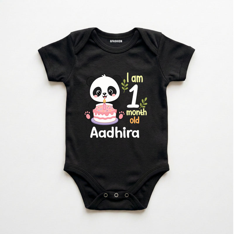 Custom Baby Milestone Bodysuit with Name & Month cute panda
