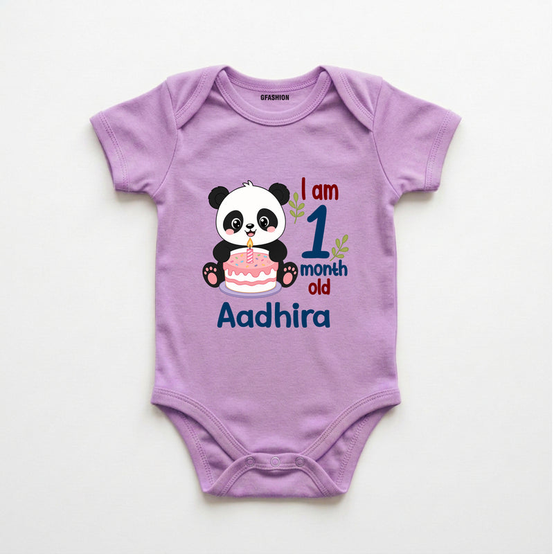 Custom Baby Milestone Bodysuit with Name & Month cute panda