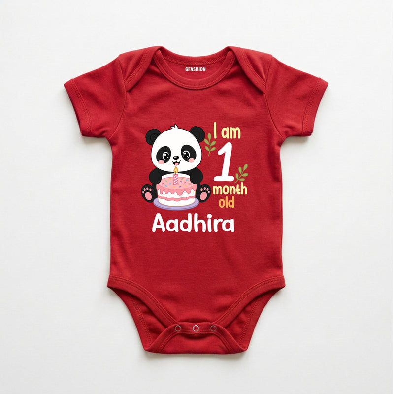 Custom Baby Milestone Bodysuit with Name & Month cute panda