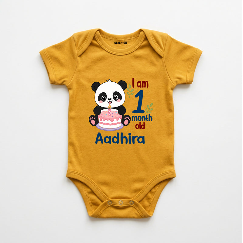 Custom Baby Milestone Bodysuit with Name & Month cute panda