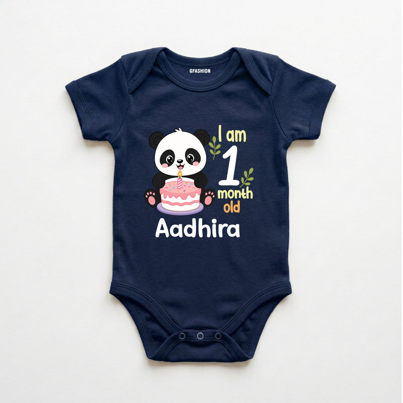 Custom Baby Milestone Bodysuit with Name & Month cute panda